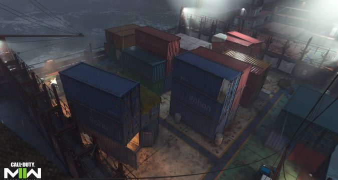 (MW2 appropriately moves Shipment to a ship in the Atlantic, but of course the layout remains the same.)